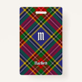 Clan MacBeth Tartan Abzeichen Ausweis (Vorderseite)