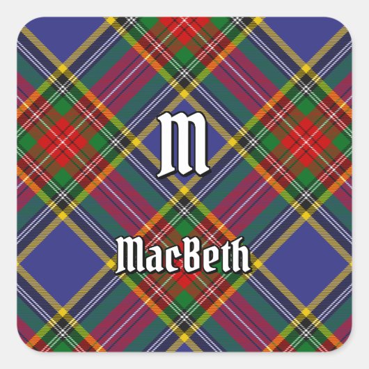 Clan MacBeth Tartan Square Sticker (Vorderseite)