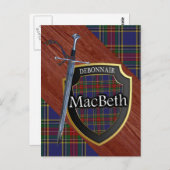 Clan MacBeth Tartan Sword & Shield Postkarte (Vorne/Hinten)