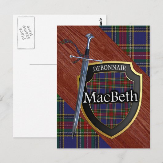Clan MacBeth Tartan Sword & Shield Postkarte (Vorne/Hinten)