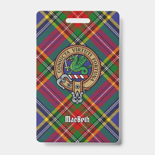 Clan MacBeth Wappen über Tartan Ausweis (Vorderseite)