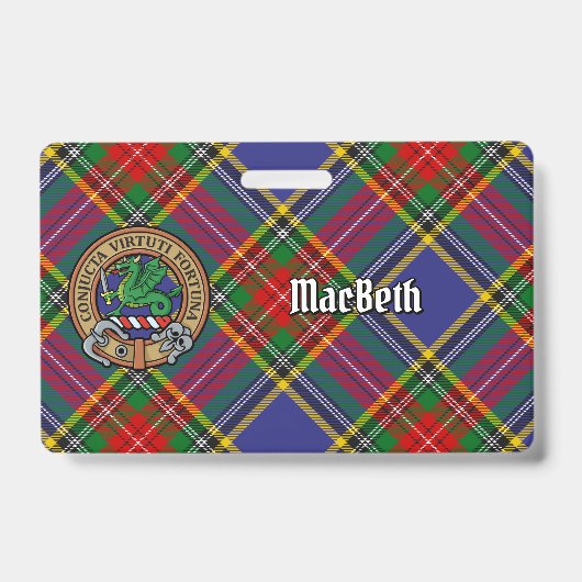 Clan MacBeth Wappen über Tartan Ausweis (Vorderseite)