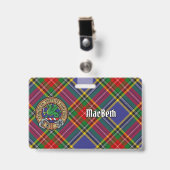 Clan MacBeth Wappen über Tartan Ausweis (Vorderseite mit Clip)
