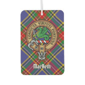 Clan MacBeth Wappen über Tartan Autolufterfrischer (Vorderseite)