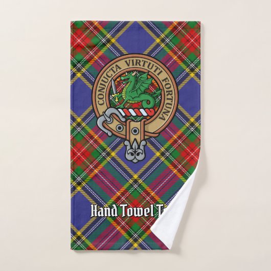 Clan MacBeth Wappen über Tartan Badhandtuch Set (Handtuch)