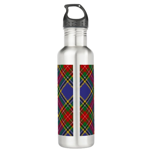 Clan MacBeth Wappen über Tartan Edelstahlflasche (Rückseite)