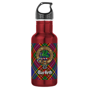 Clan MacBeth-Wappen über Tartan Edelstahlflasche