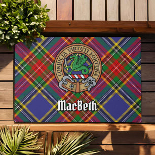 Clan MacBeth Wappen über Tartan Fußmatte