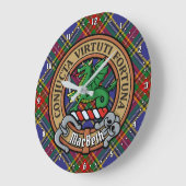 Clan MacBeth Wappen über Tartan Große Wanduhr (Winkel)