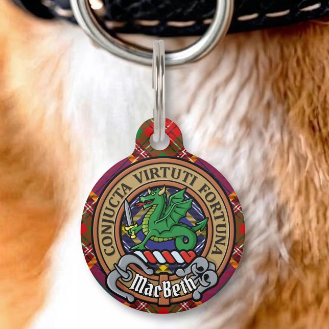 Clan MacBeth Wappen über Tartan Haustiermarke (Von Creator hochgeladen)