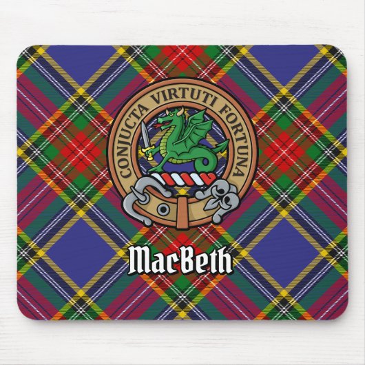 Clan MacBeth Wappen über Tartan Mousepad (Vorne)