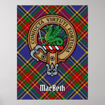 Clan MacBeth Wappen über Tartan
