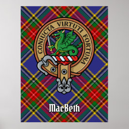 Clan MacBeth Wappen über Tartan Poster