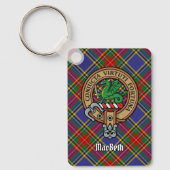 Clan MacBeth Wappen über Tartan Schlüsselanhänger (Vorderseite)