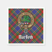 Clan MacBeth Wappen über Tartan Serviette (Vorderseite)