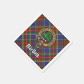 Clan MacBeth Wappen über Tartan Serviette (Ecke)