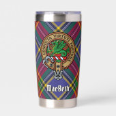 Clan MacBeth Wappen über Tartan Thermobecher (Vorderseite)