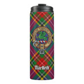 Clan MacBeth Wappen über Tartan Thermosbecher (Vorderseite)