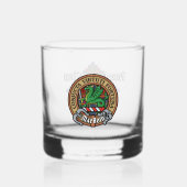 Clan MacBeth Wappen über Tartan Whiskyglas (Vorderseite)