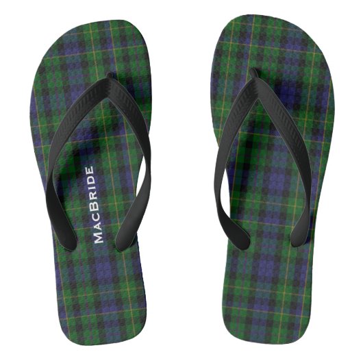 Clan MacBride Karierte Personalisierte Flip Flops Badesandalen (Fußbett)
