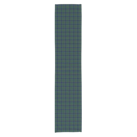 Clan MacCallum Dark Blue und Green Scottish Tartan Kurzer Tischläufer (Vorderseite)