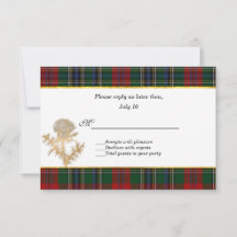 Clan MacClain Tartan Thistle Wedding RSVP