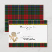 Clan MacClain Tartan Thistle Wedding RSVP Karte (Vorne/Hinten)