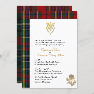 Clan MacClain Thistle 2 Tartan Hochzeit Einladung