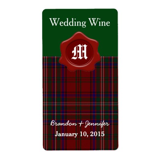 Clan MacClure Kariert Wedding Mini Wine Labels (Vorne)