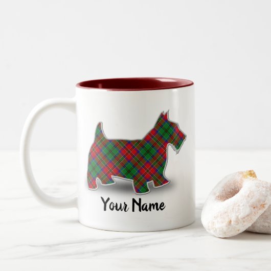 Clan MacCulloch Tartan Scottish Terrier Zweifarbige Tasse (Mit Donut)