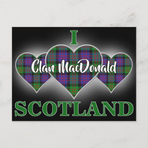 Clan MacDonald Donald I Liebe Schottland Tartan He Postkarte