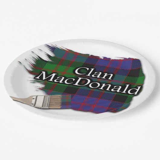 Clan MacDonald Scottish Tartan Paint Brush Pappteller (Schrägansicht)