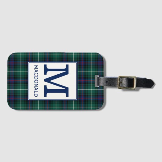 Clan MacDonald Tartan Mit Monogramm Gepäckanhänger (Vorderseite (Horizontal))