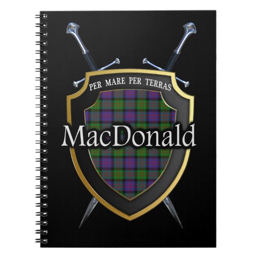 Clan MacDonald Tartan Shield & Schwerter Notizblock (Vorderseite)