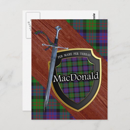Clan MacDonald Tartan Sword & Shield Postkarte (Vorne/Hinten)