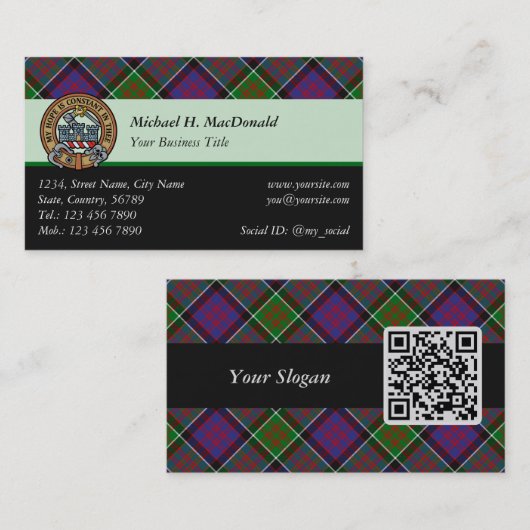 Clan MacDonald von Clanranald Tartan Business Card Visitenkarte (Vorne/Hinten)