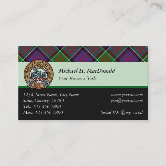 Clan MacDonald von Clanranald Tartan Business Card Visitenkarte (Vorderseite)