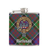 Clan MacDonald von Clanranald Wappen über Tartan Flachmann (Vorderseite)