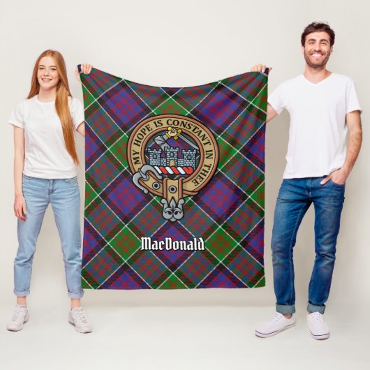 Clan MacDonald von Clanranald Wappen über Tartan Fleecedecke (Beispiel)