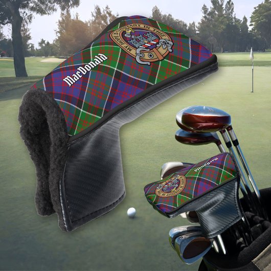 Clan MacDonald von Clanranald Wappen über Tartan Golf Headcover