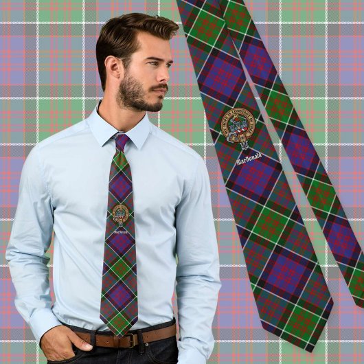 Clan MacDonald von Clanranald Wappen über Tartan Krawatte