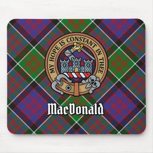 Clan MacDonald von Clanranald Wappen über Tartan Mousepad (Vorne)