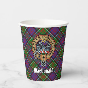 Clan MacDonald von Clanranald Wappen über Tartan Pappbecher