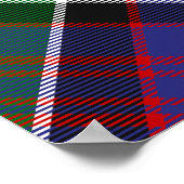 Clan MacDonald von Clanranald Wappen über Tartan Poster (Ecke)