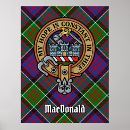 Clan MacDonald von Clanranald Wappen über Tartan Poster