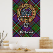 Clan MacDonald von Clanranald Wappen über Tartan Poster (Küche)