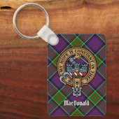 Clan MacDonald von Clanranald Wappen über Tartan Schlüsselanhänger (Vorderseite)