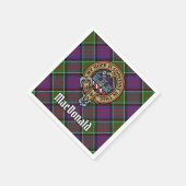 Clan MacDonald von Clanranald Wappen über Tartan Serviette (Ecke)