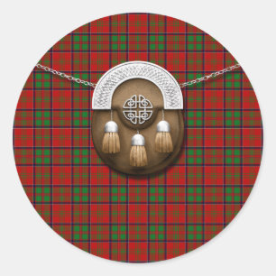 Clan MacDonald von Glencoe Tartan und Sporran Runder Aufkleber