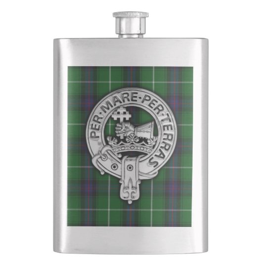Clan MacDonald von Isles Wappen & Tartan Flachmann (Vorderseite)